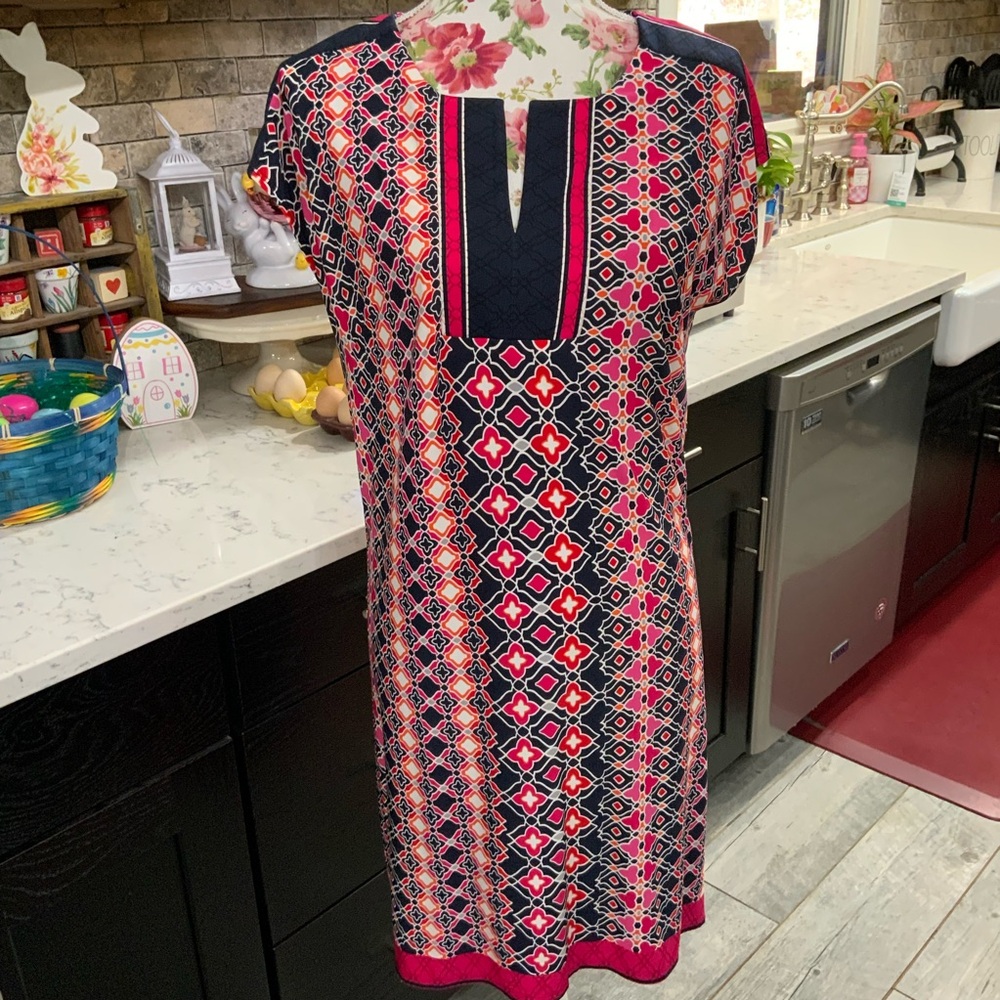 Laundry by Shelli Segal Shift Dress Pink Black White Stretch Size Small